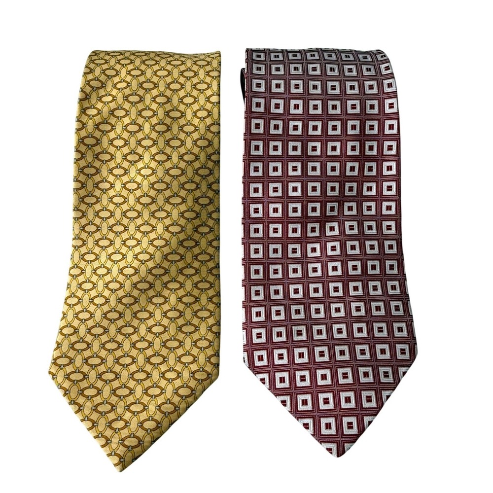Brooks Brothers Makers Silk Neckties Lot of 2‎ Geometric Made in USA
